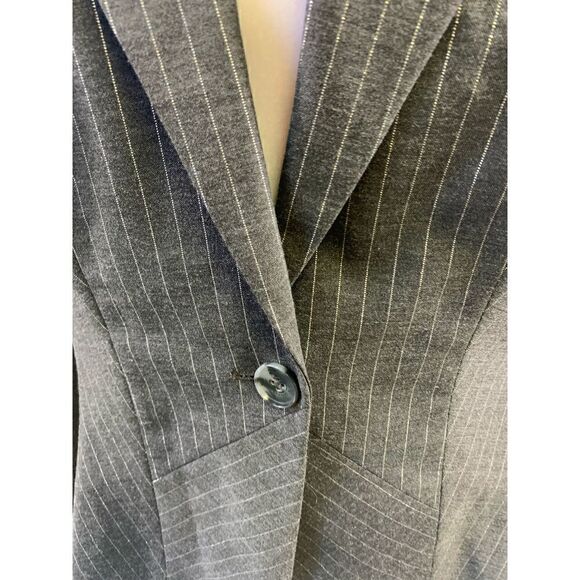 Bebe Gray Metallic Trim Striped Blazer Size 10 - Picture 4 of 10